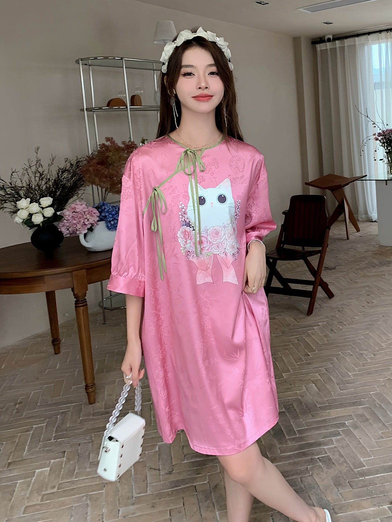 Women's Lace Trim Pajamas Dress Solid Color Sexy Spaghetti Strap Nightdress，Women's Pajamas and Dress