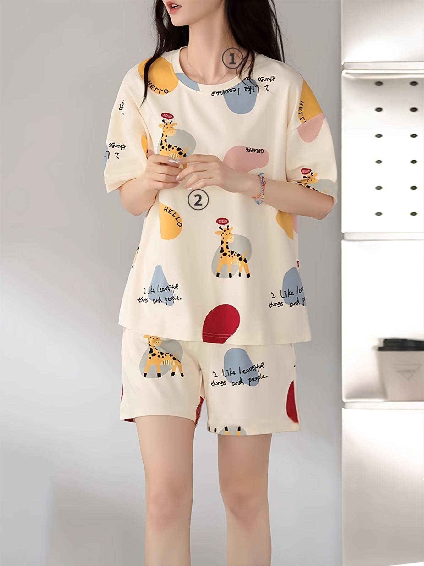 Girl Cartoon Cute and Breathable Summer Loungewear Suit