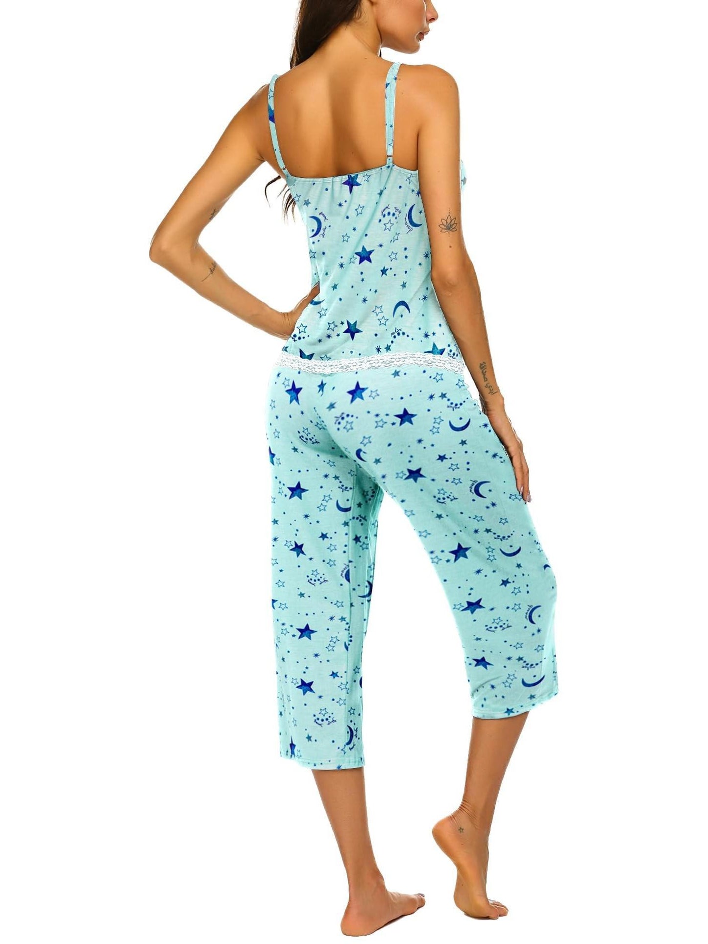 Women's Pajamas Suit，V Collar Top and Pants，Casual Wear，Homewear Can Also Be Worn outside