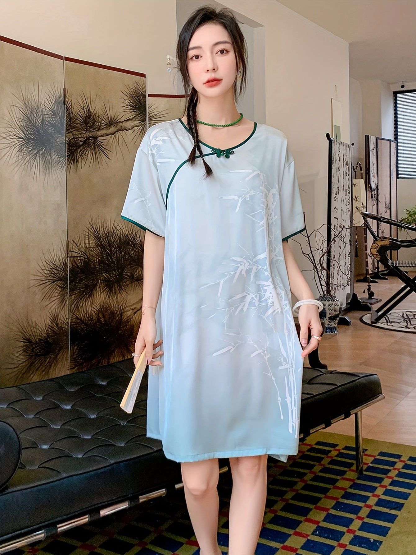 Women's Lace Trim Pajamas Dress Solid Color Sexy Spaghetti Strap Nightdress，Women's Pajamas and Dress