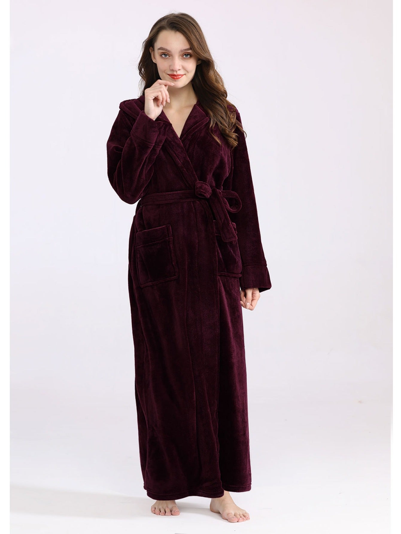 Hellomamma Autumn and Winter Long Belt Velvet Women's Pajamas and Bathrobe - High Quality、Keep Warm、Adjustable Belt、Great Gift to Express Your Care