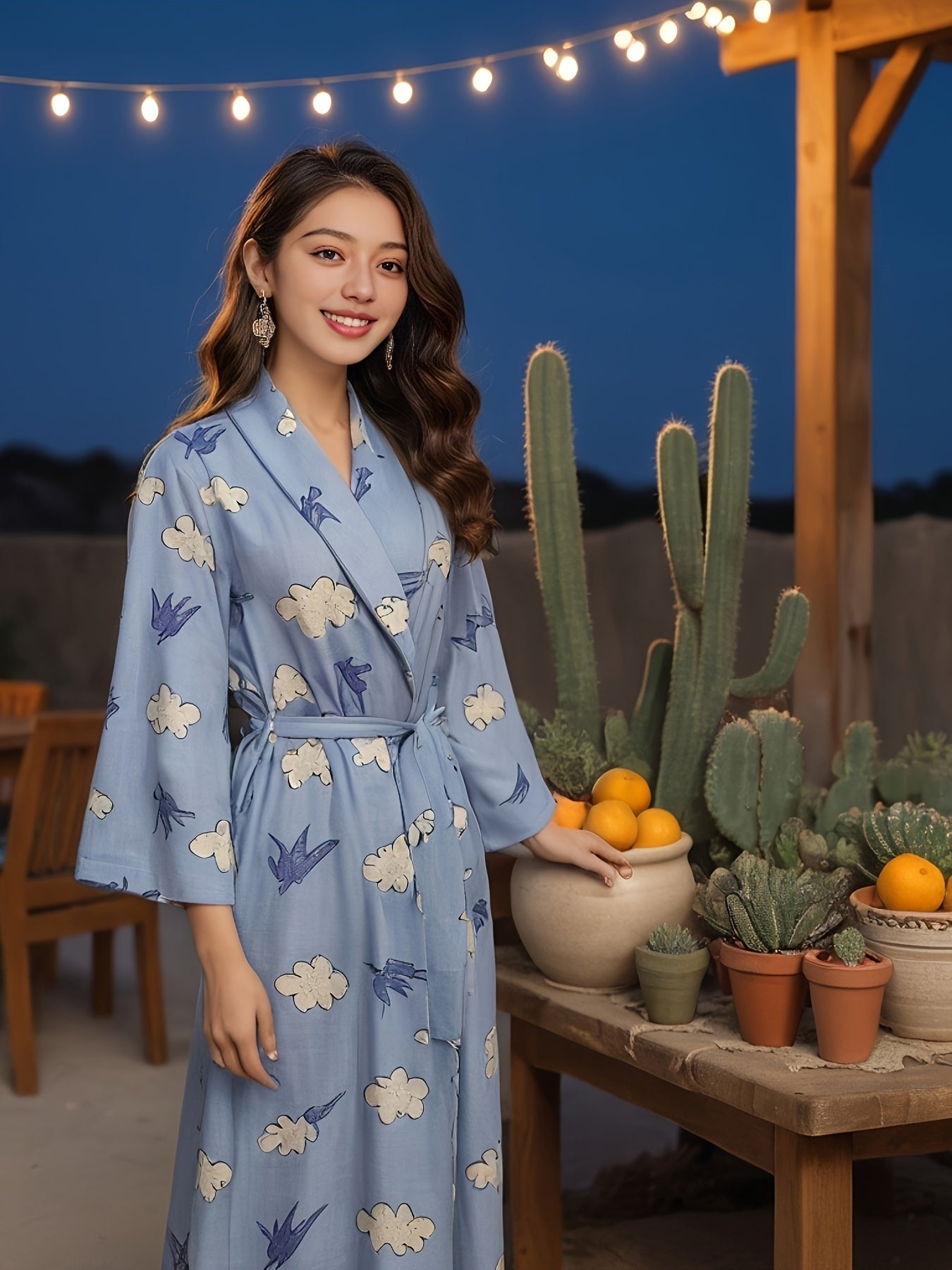 Women's Pajamas，Double Spinning Process，Sea Blue Watermark，Soft and Skin-Friendly，No Stimulation，Water Absorption and Quick Drying，Can Be Worn outside Home