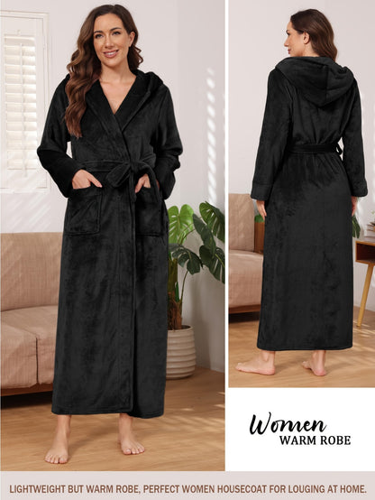 Hellomamma Autumn and Winter Long Belt Velvet Women's Pajamas and Bathrobe - High Quality、Keep Warm、Adjustable Belt、Great Gift to Express Your Care