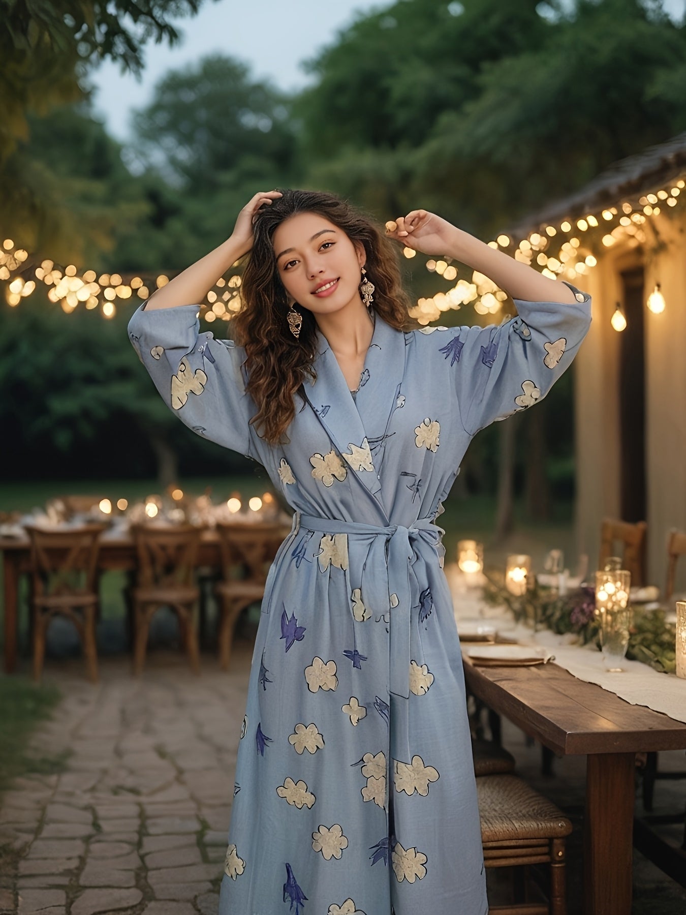 Women's Pajamas，Double Spinning Process，Sea Blue Watermark，Soft and Skin-Friendly，No Stimulation，Water Absorption and Quick Drying，Can Be Worn outside Home