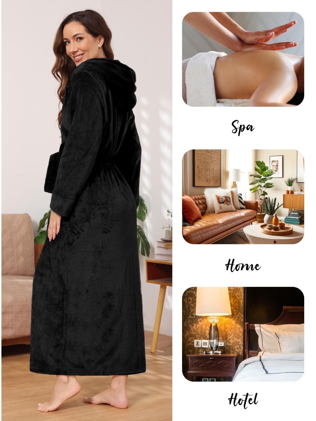 Hellomamma Autumn and Winter Long Belt Velvet Women's Pajamas and Bathrobe - High Quality、Keep Warm、Adjustable Belt、Great Gift to Express Your Care