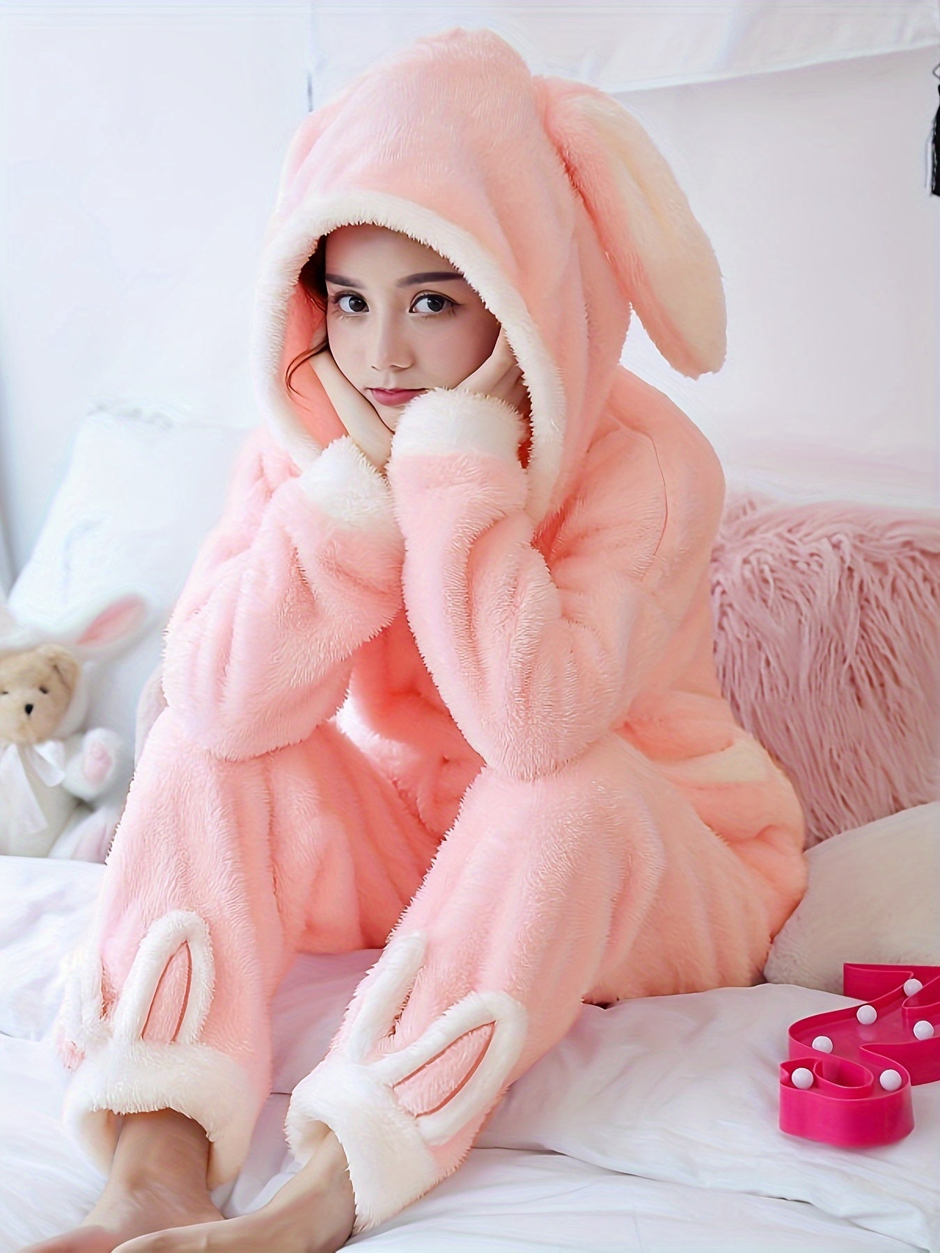 Pajamas Women's Autumn and Winter Coral Fleece Fleece Lined Padded Warm Keeping Cute Sweet Korean Style Flannel Women's Homewear Suit