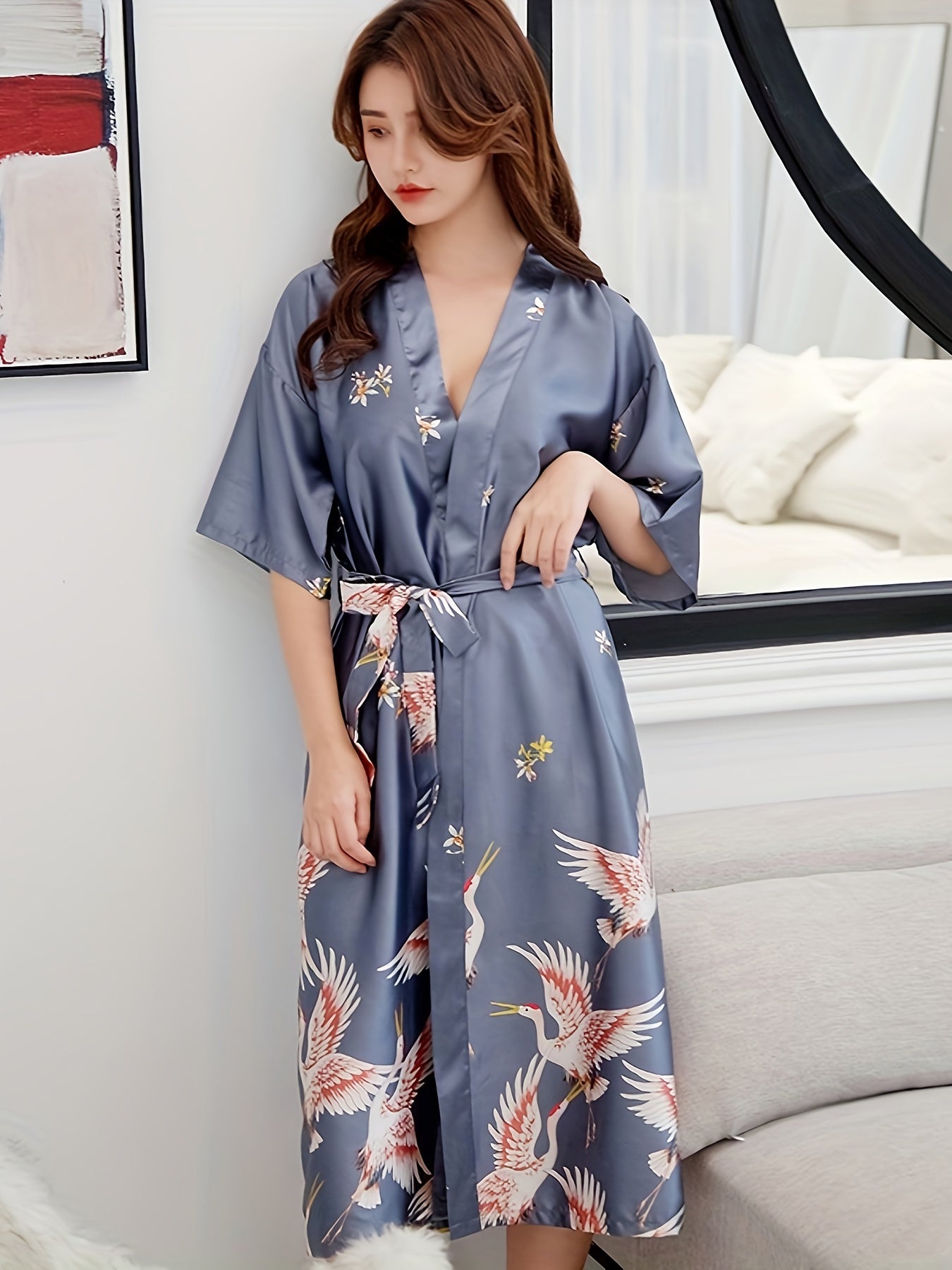 Summer Sexy Women's Half Sleeve Large Size Pajamas and Silk-like Yarn Bridal Morning Gown