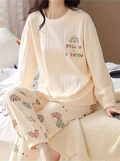 Autumn and Winter New Good-looking Women's Pajamas，Simple Casual Suit，Sweet Homewear