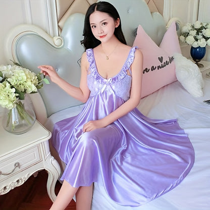 Elegant Women's Disposable Pajamas - V Collar，Lace Edge，Silky Polyester Fiber，Perfect for Travel and Home Use，Plus-Sized Size Pajamas，Elegant Special Project Style，Xia