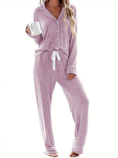 Women's Long-Sleeved Pajamas Casual Button Casual Wear Soft Pajamas Suit  Two-Piece Women's Vacation Clothes  Comfortable  Casual Wear  Cute Pajamas Suit  Pajama Party  Perfect Gift for Wife