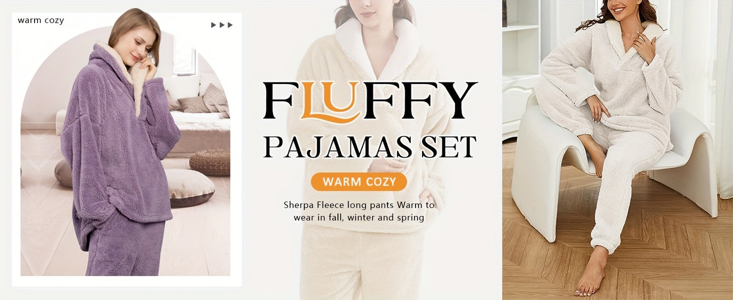 Women's Furry Chenille Pajamas Thermal Head Cover Lapel Pajamas Suit