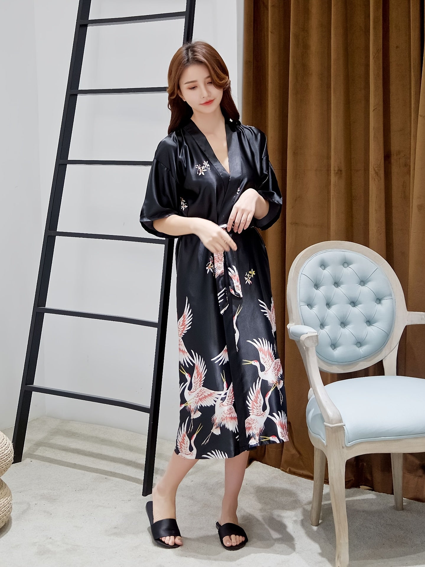 Summer Sexy Women's Half Sleeve Large Size Pajamas and Silk-like Yarn Bridal Morning Gown