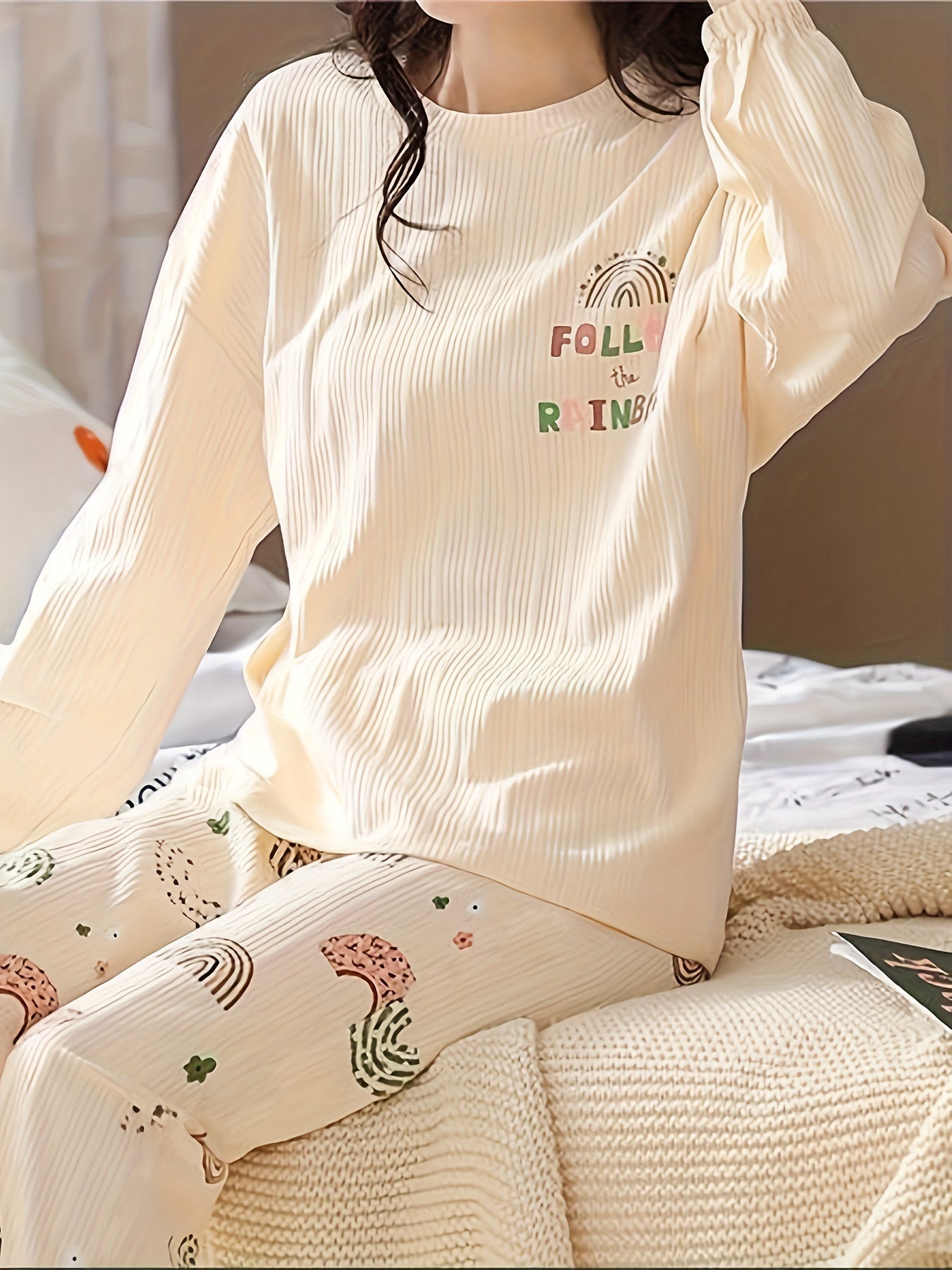 Autumn and Winter New Good-looking Women's Pajamas，Simple Casual Suit，Sweet Homewear