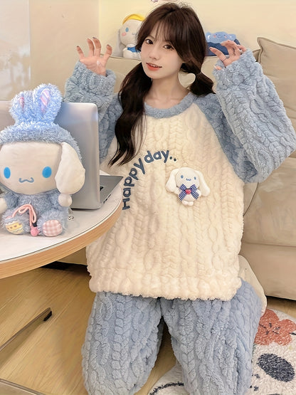 [Authorization - Sanrio] Sanrio Authorization Cute Pajamas Suit Cinnamon Roll Thick Coral Fleece Comfortable Cute Pajamas，Comfortable homewear